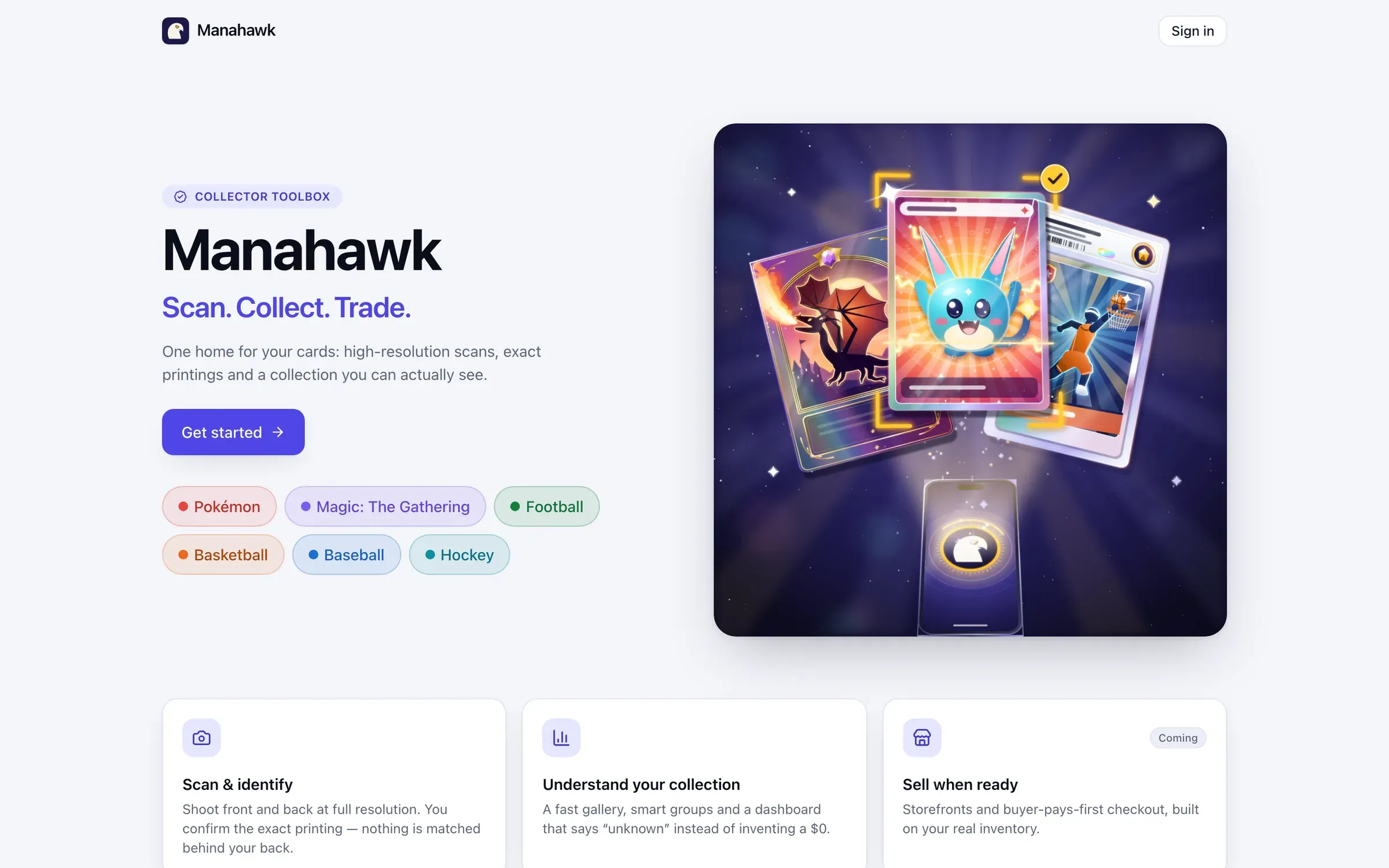 The Manahawk home page on a desktop browser